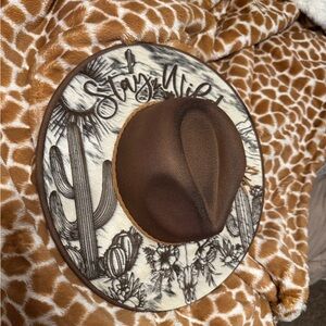 Brown Western Hat with Cactus Design